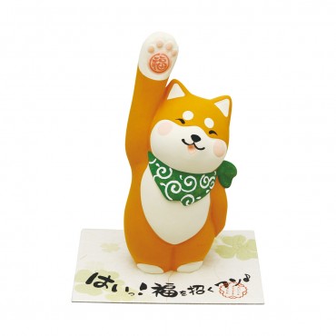 Japanese Lucky Ornament Unglazed Ceramic Home Decoration Inviting Dog Yellow Shiba