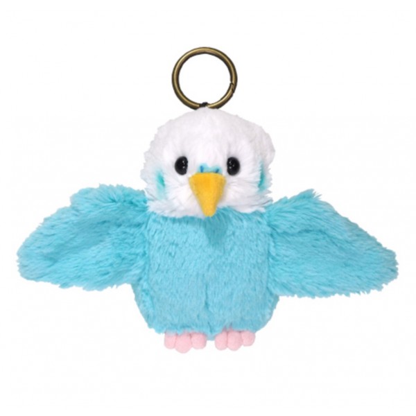 Fluffies Japanese Cute Blue Parakeet Bird Soft Plush Coin Purse Card Pouch Keyring