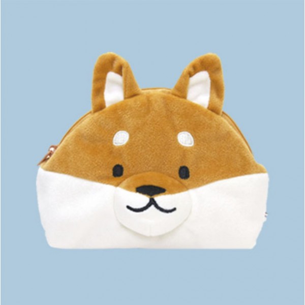 HUGHUG Japanese Cute Shiba Inu Plush Purse Soft Pouch Dog Pencil Case Makeup Bag