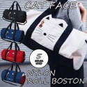 RUNNER Nylon Roll Boston Bag Cat Face Black Bag Gym Bag Ladies/Men's