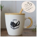 KAKUNI Japanese Lovely Cats Porcelain Coffee Mug Ceramic Cup Black